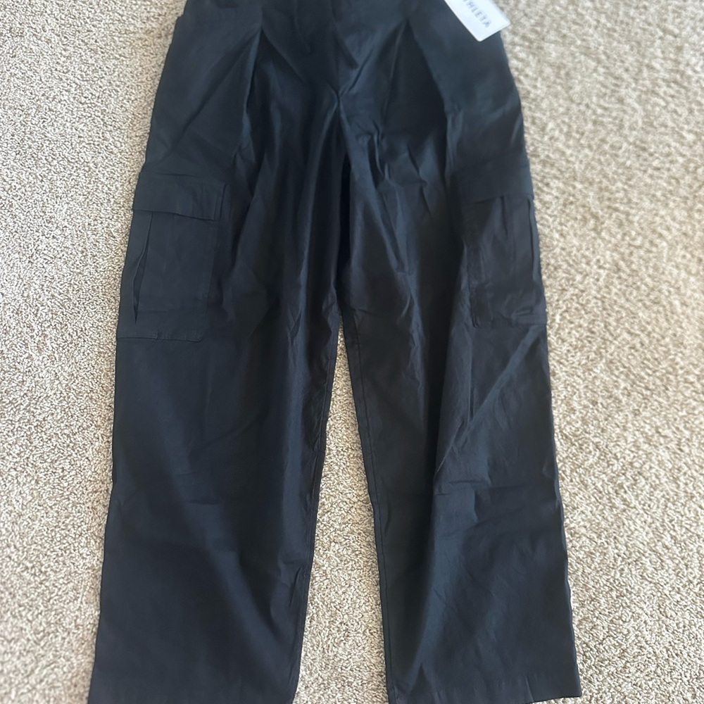 Athleta Black Wide-Leg Cargo Jumpsuit Pants